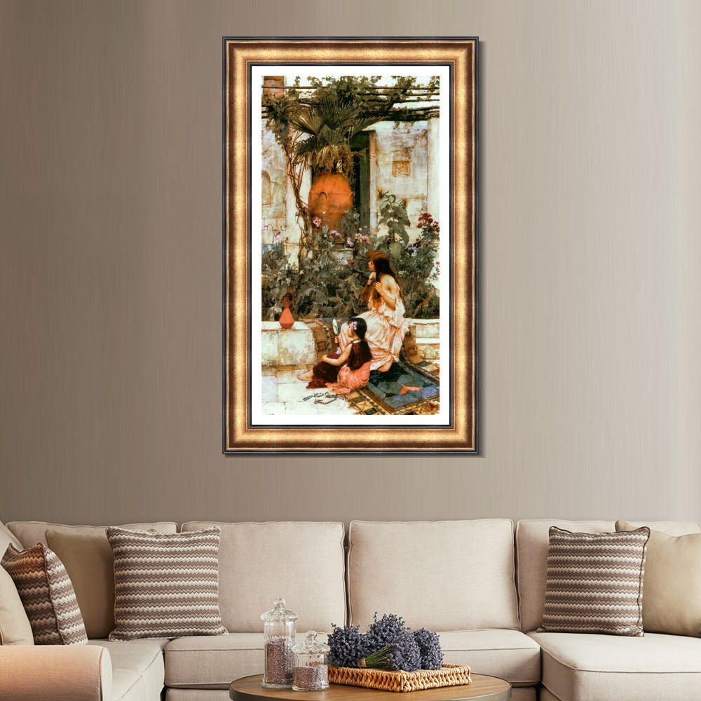 INVIN ART Framed Canvas Art Giclee Print The Toilet at Capri 1889 by John William Waterhouse Wall Art