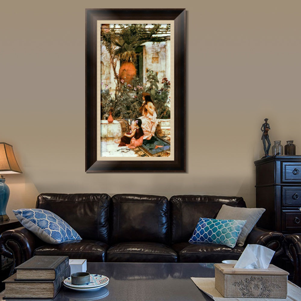 INVIN ART Framed Canvas Art Giclee Print The Toilet at Capri 1889 by John William Waterhouse Wall Art