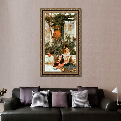 INVIN ART Framed Canvas Art Giclee Print The Toilet at Capri 1889 by John William Waterhouse Wall Art Living Room Home Office Decorations