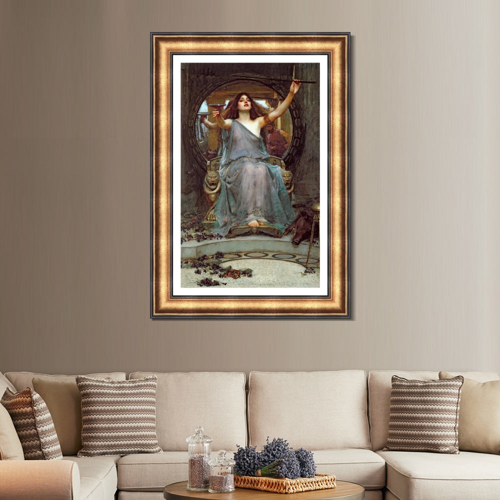 INVIN ART Framed Canvas Art Giclee Print Circe Offering The Cup to Odysseus 1891 by John William Waterhouse Wall Art