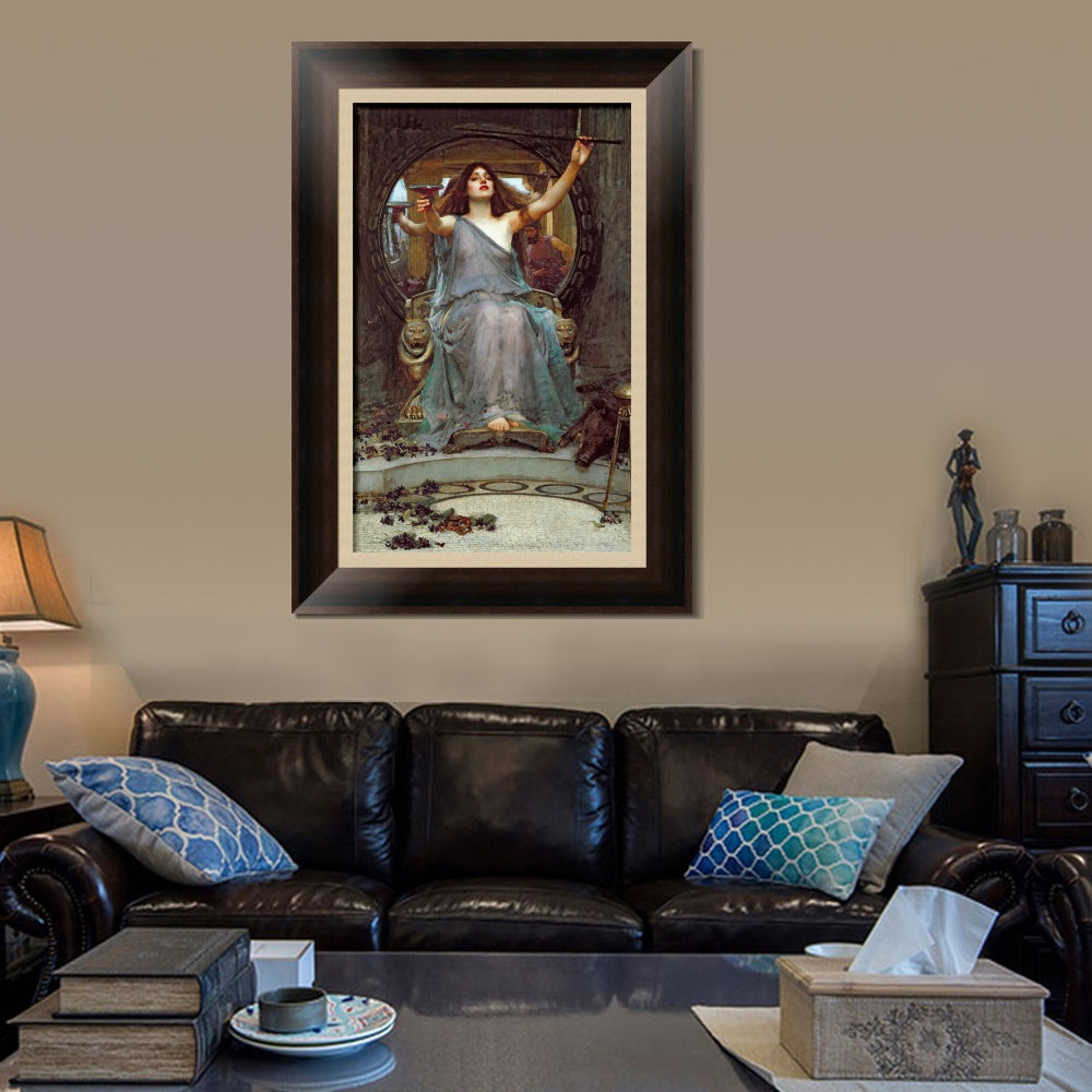INVIN ART Framed Canvas Art Giclee Print Circe Offering The Cup to Odysseus 1891 by John William Waterhouse Wall Art