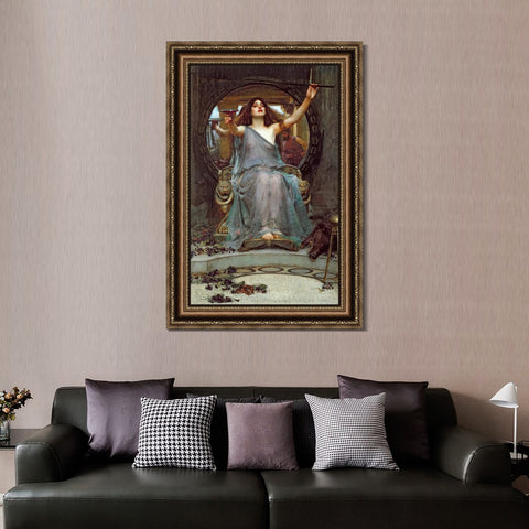 INVIN ART Framed Canvas Art Giclee Print Circe Offering The Cup to Odysseus 1891 by John William Waterhouse Wall Art Living Room Home Office Decorations