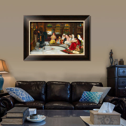 INVIN ART Framed Canvas Art Giclee Print Consulting the Oracle by John William Waterhouse Wall Art Living Room Home Office Decorations