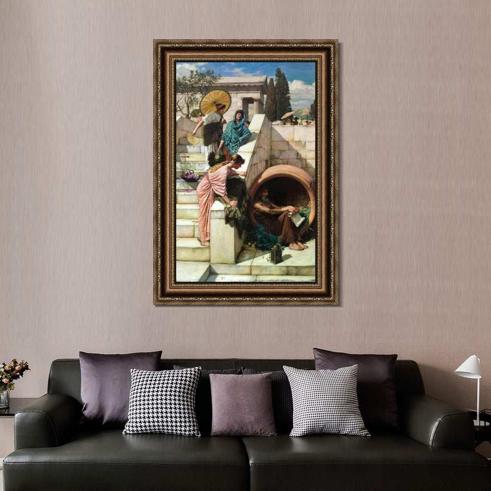 INVIN ART Framed Canvas Art Giclee Print Diogenes 1882 by John William Waterhouse Wall Art