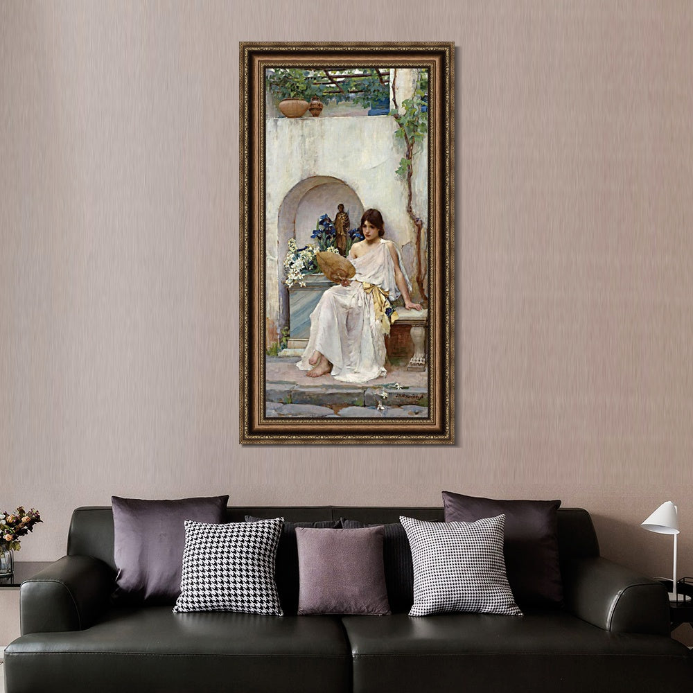 INVIN ART Framed Canvas Art Giclee Print Flora by John William Waterhouse Wall Art