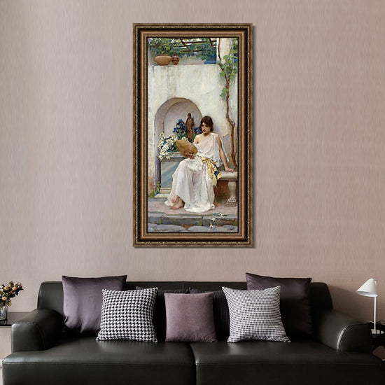 INVIN ART Framed Canvas Art Giclee Print Flora by John William Waterhouse Wall Art