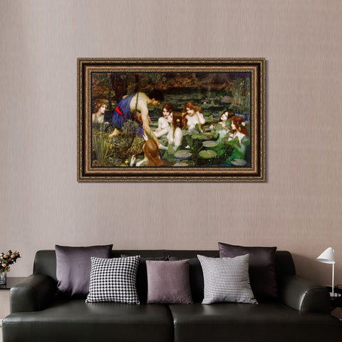 INVIN ART Framed Canvas Art Giclee Print Hylas and The Nymphs,1896 by John William Waterhouse Wall Art Living Room Home Office Decorations