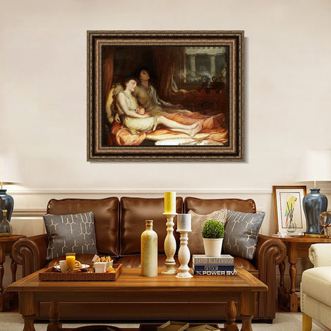 INVIN ART Framed Canvas Art Giclee Print Sleep and His Half-Brother Death 1874 by John William Waterhouse Wall Art Living Room Home Office Decorations