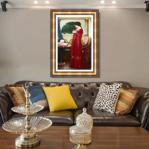 INVIN ART Framed Canvas Art Giclee Print Crystal Ball by John William Waterhouse Wall Art Living Room Home Office Decorations