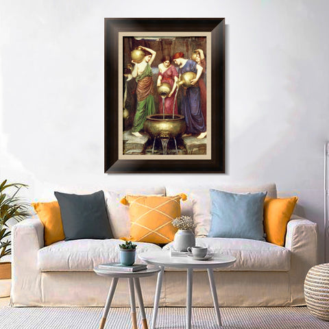 INVIN ART Framed Canvas Art Giclee Print Danaides 1903 by John William Waterhouse Wall Art Living Room Home Office Decorations