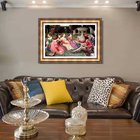 INVIN ART Framed Canvas Art Giclee Print Series#020 by John William Waterhouse Wall Art Living Room Home Office Decorations