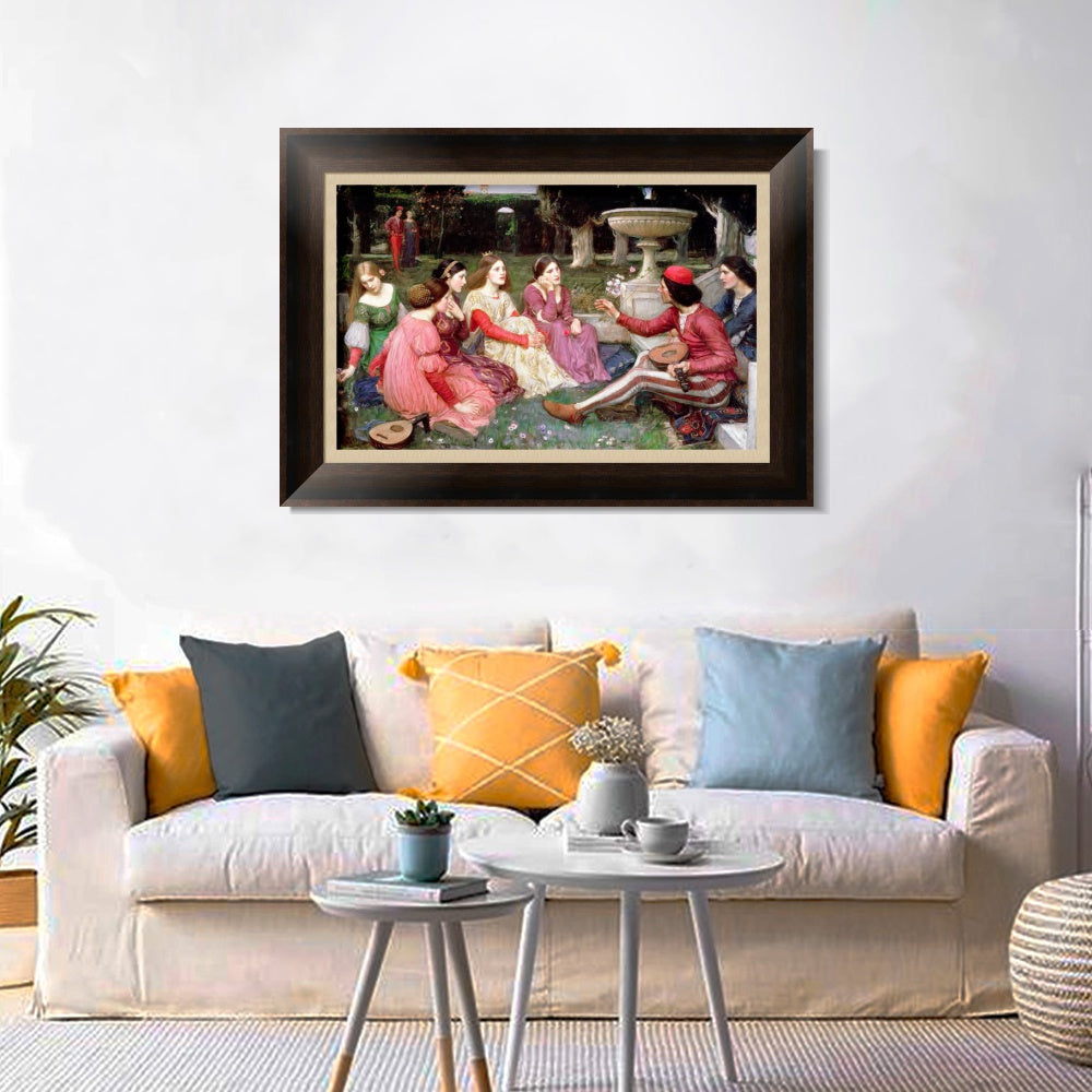 INVIN ART Framed Canvas Art Giclee Print A Tale from the Decameron by John William Waterhouse Wall Art