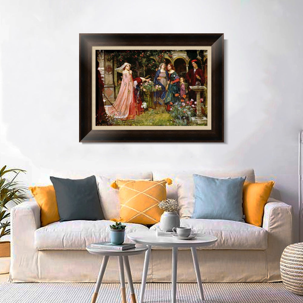 INVIN ART Framed Canvas Art Giclee Print The Enchanted Garden by John William Waterhouse Wall Art