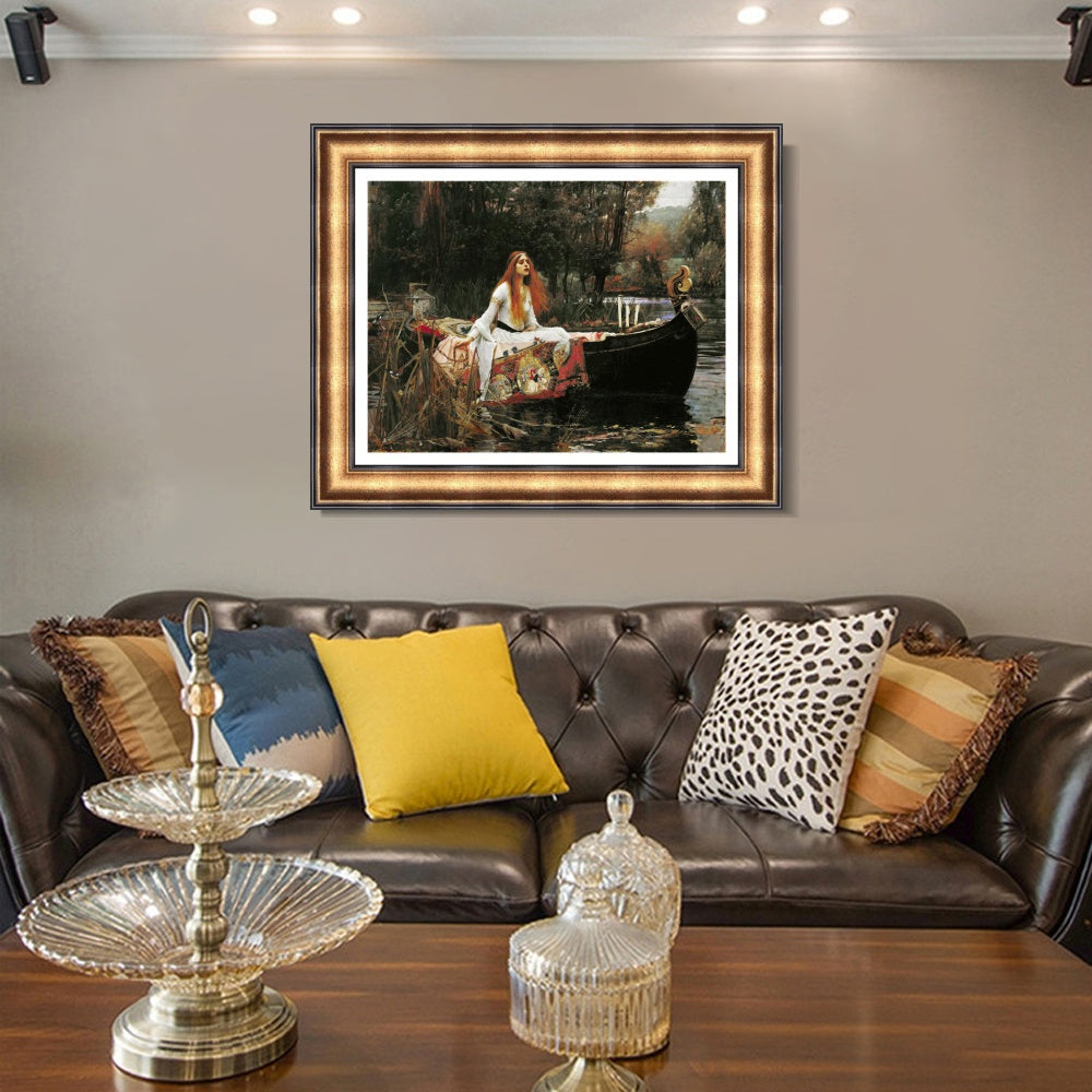 INVIN ART Framed Canvas Art Giclee Print The Lady of Shalott in Boat by John William Waterhouse Wall Art