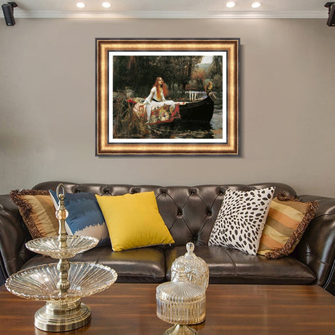 INVIN ART Framed Canvas Art Giclee Print The Lady of Shalott in Boat by John William Waterhouse Wall Art Living Room Home Office Decorations