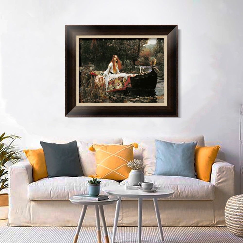 INVIN ART Framed Canvas Art Giclee Print The Lady of Shalott in Boat by John William Waterhouse Wall Art