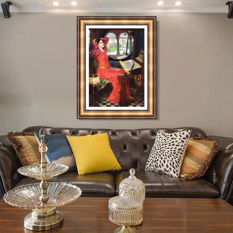 INVIN ART Framed Canvas Art Giclee Print The Lady of Shalott by John William Waterhouse Wall Art Living Room Home Office Decorations