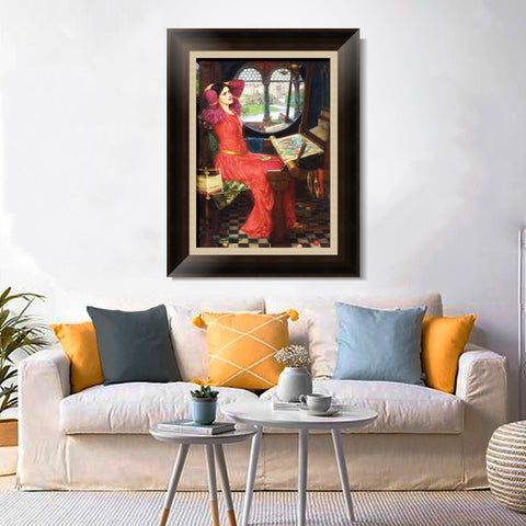 INVIN ART Framed Canvas Art Giclee Print The Lady of Shalott by John William Waterhouse Wall Art Living Room Home Office Decorations