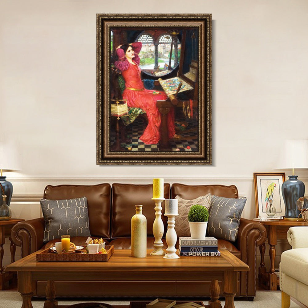 INVIN ART Framed Canvas Art Giclee Print The Lady of Shalott by John William Waterhouse Wall Art