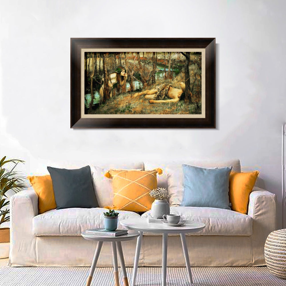 INVIN ART Framed Canvas Art Giclee Print The Naiad by John William Waterhouse Wall Art