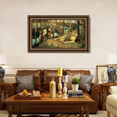 INVIN ART Framed Canvas Art Giclee Print The Naiad by John William Waterhouse Wall Art Living Room Home Office Decorations