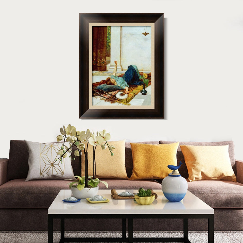 INVIN ART Framed Canvas Art Giclee Print It's Sweet Doing Nothing by John William Waterhouse Wall Art