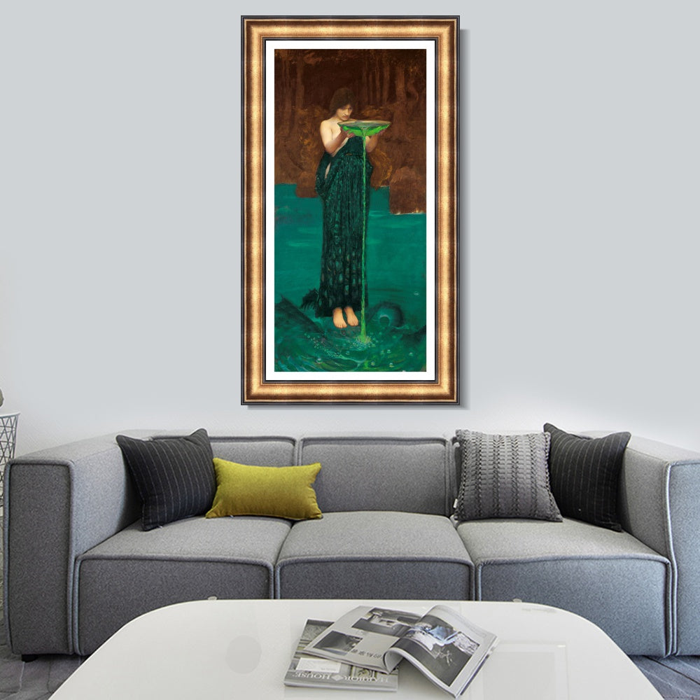 INVIN ART Framed Canvas Art Giclee Print Circe Invidiosa 1892 by John William Waterhouse Wall Art