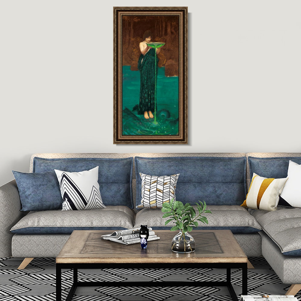 INVIN ART Framed Canvas Art Giclee Print Circe Invidiosa 1892 by John William Waterhouse Wall Art