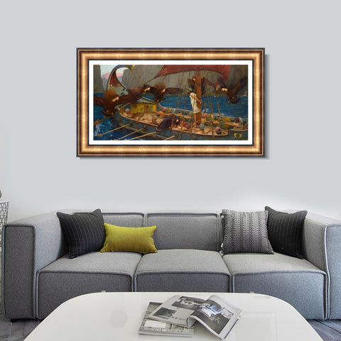 INVIN ART Framed Canvas Art Giclee Print Ulysses and The Sirens 1891 by John William Waterhouse Wall Art Living Room Home Office Decorations