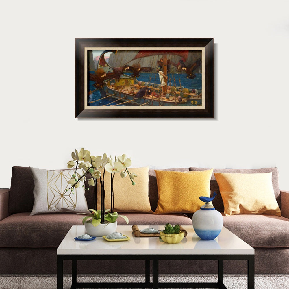INVIN ART Framed Canvas Art Giclee Print Ulysses and The Sirens 1891 by John William Waterhouse Wall Art