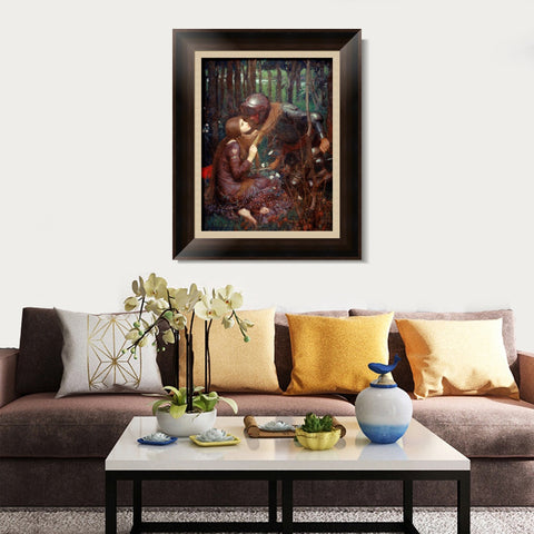 INVIN ART Framed Canvas Art Giclee Print La Belle Dame Sans Merci by John William Waterhouse Wall Art Living Room Home Office Decorations