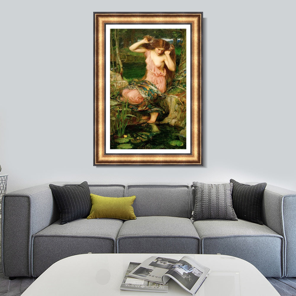 INVIN ART Framed Canvas Art Giclee Print Lamia by John William Waterhouse Wall Art