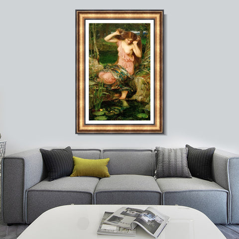 INVIN ART Framed Canvas Art Giclee Print Series#035 by John William Waterhouse Wall Art Living Room Home Office Decorations
