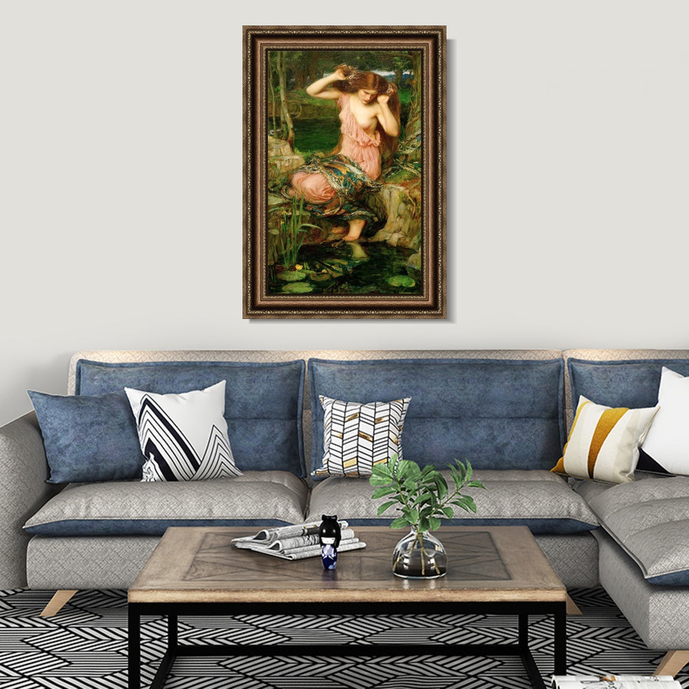 INVIN ART Framed Canvas Art Giclee Print Lamia by John William Waterhouse Wall Art