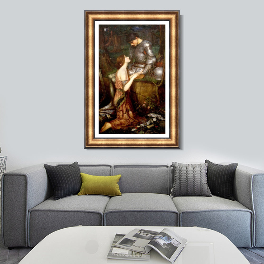 INVIN ART Framed Canvas Art Giclee Print Lamia and the Soldier by John William Waterhouse Wall Art