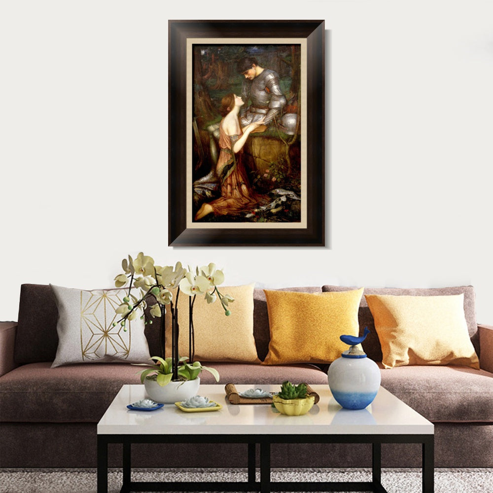 INVIN ART Framed Canvas Art Giclee Print Lamia and the Soldier by John William Waterhouse Wall Art