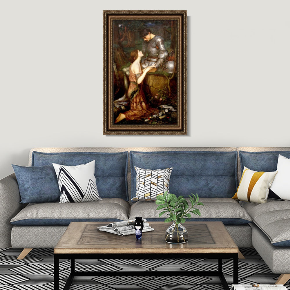 INVIN ART Framed Canvas Art Giclee Print Lamia and the Soldier by John William Waterhouse Wall Art