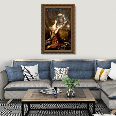INVIN ART Framed Canvas Art Giclee Print Lamia 1905 by John William Waterhouse Wall Art Living Room Home Office Decorations