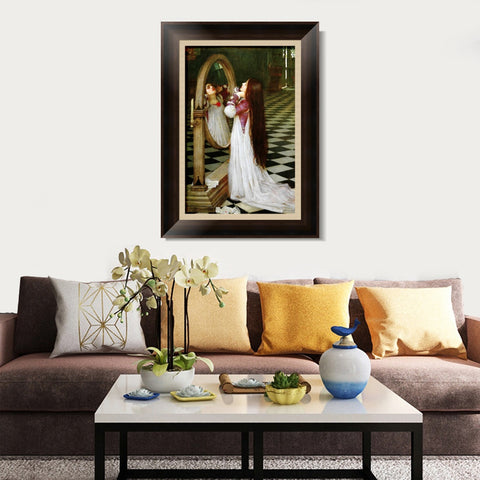 INVIN ART Framed Canvas Art Giclee Print Mariana in The South by John William Waterhouse Wall Art Living Room Home Office Decorations