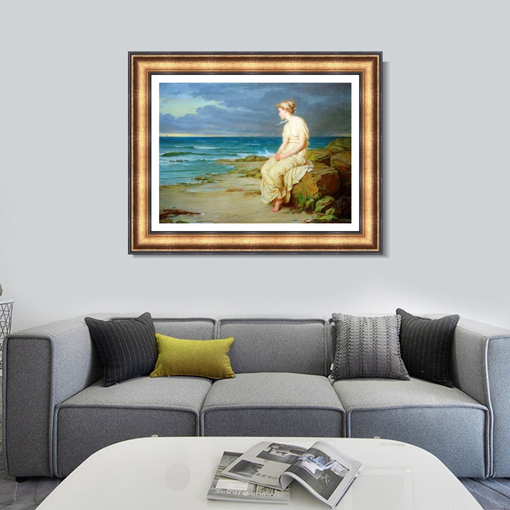 INVIN ART Framed Canvas Art Giclee Print Miranda by John William Waterhouse Wall Art