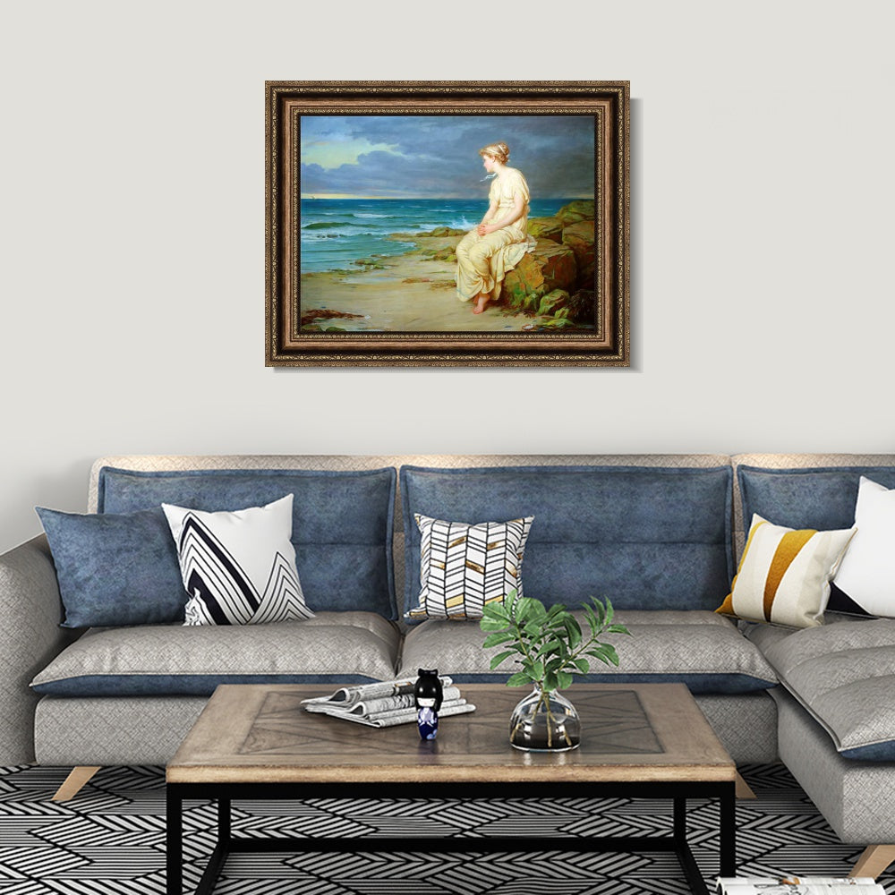 INVIN ART Framed Canvas Art Giclee Print Miranda by John William Waterhouse Wall Art