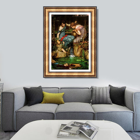 INVIN ART Framed Canvas Art Giclee Print Nymphs Finding The Head of Orpheus by John William Waterhouse Wall Art Living Room Home Office Decorations