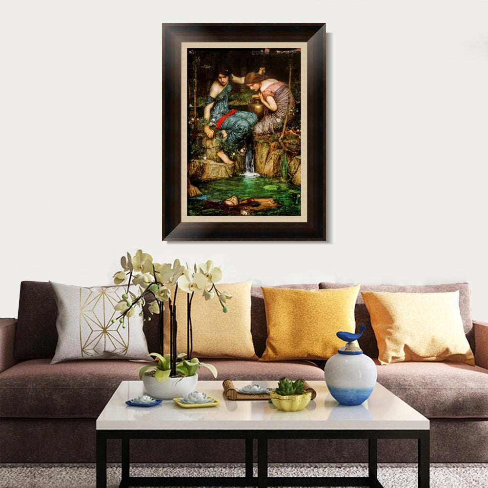 INVIN ART Framed Canvas Art Giclee Print Nymphs Finding The Head of Orpheus by John William Waterhouse Wall Art