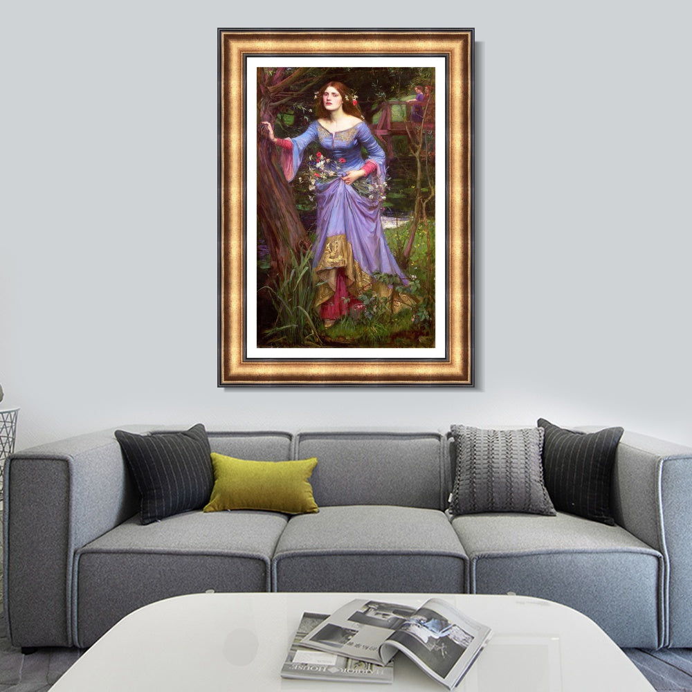 INVIN ART Framed Canvas Art Giclee Print Ophelia by John William Waterhouse Wall Art