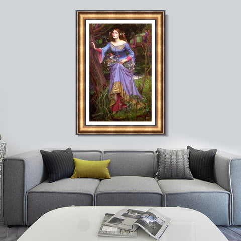 INVIN ART Framed Canvas Art Giclee Print Ophelia by John William Waterhouse Wall Art Living Room Home Office Decorations