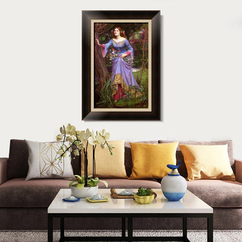 INVIN ART Framed Canvas Art Giclee Print Ophelia by John William Waterhouse Wall Art Living Room Home Office Decorations