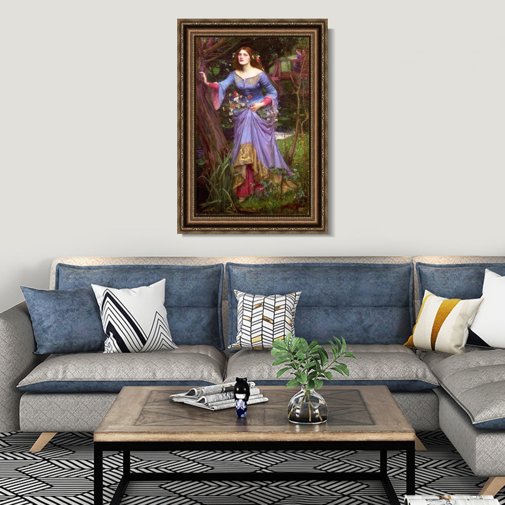 INVIN ART Framed Canvas Art Giclee Print Ophelia by John William Waterhouse Wall Art