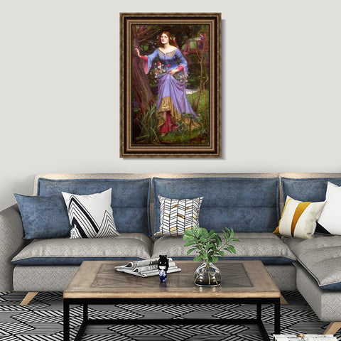 INVIN ART Framed Canvas Art Giclee Print Ophelia by John William Waterhouse Wall Art Living Room Home Office Decorations