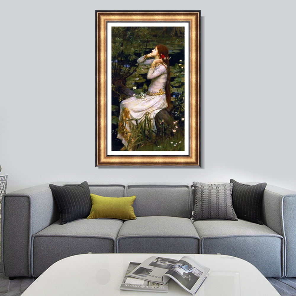 INVIN ART Framed Canvas Art Giclee Print Ophelia 1894 by John William Waterhouse Wall Art