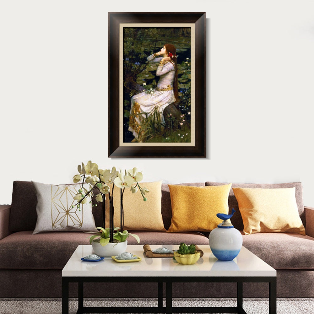 INVIN ART Framed Canvas Art Giclee Print Ophelia 1894 by John William Waterhouse Wall Art